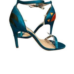 Raye satin  sandals 6.5 turquoise EUC!